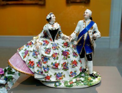 Cavalier and lady, Johann Joachim Kaendler, Meissen Porcelain Factory, c. 1745-1750, hard-paste porcelain - Wadsworth Atheneum - Hartford, CT - DSC05348