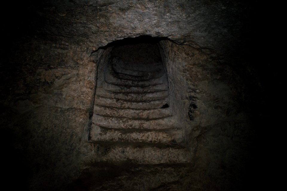 Caves at the abandoned monastic ruins atop Kale mountain overlooking Akre 09