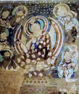 Cave 123, entrance wall, Sermon of the Buddha
