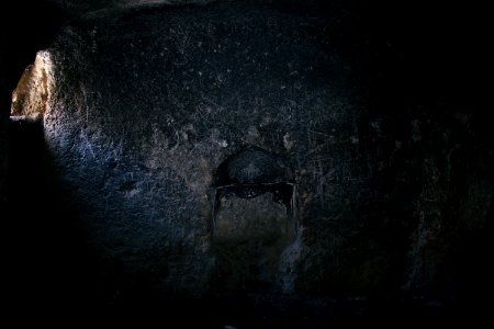Caves at the abandoned monastic ruins atop Kale mountain overlooking Akre 15