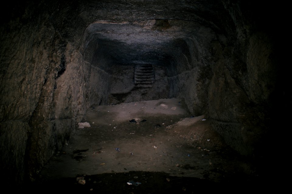 Caves at the abandoned monastic ruins atop Kale mountain overlooking Akre 08
