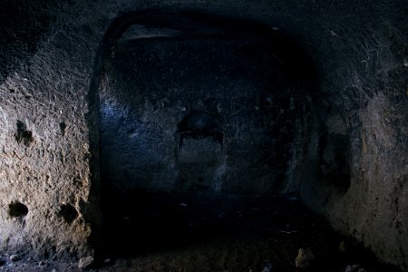 Caves at the abandoned monastic ruins atop Kale mountain overlooking Akre 17