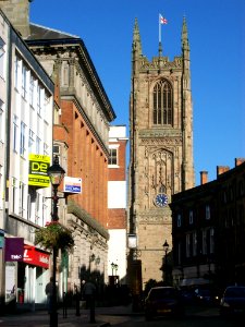 Cathedral tower, Derby, from Iron Gate