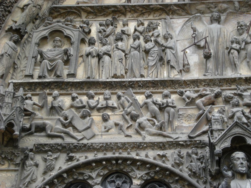Cathédrale Bourges, tympan, detail gauche