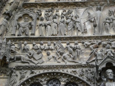Cathédrale Bourges, tympan, detail gauche