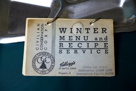 CCC Winter Menu and Recipe Service, Kelloggs, 1933 - Northeast States Civilian Conservation Corps Museum - Shenipsit State Forest - Stafford Springs, Connecticut - DSC04302