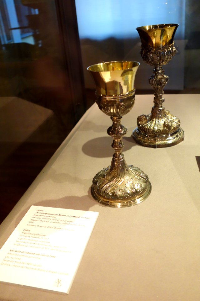 Chalices, 1780 (rear) and before 1777 (front), Genovese silver - Museo Diocesano (Genoa) - DSC01751