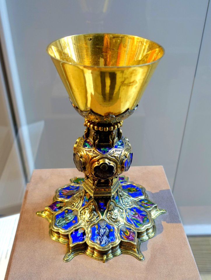 Chalice of St. Michael, from the Abbey of St. Michael, Siena, Italy, c. 1320, silver gilt, basse-taille enamel - Morgan Library & Museum - New York City - DSC06721