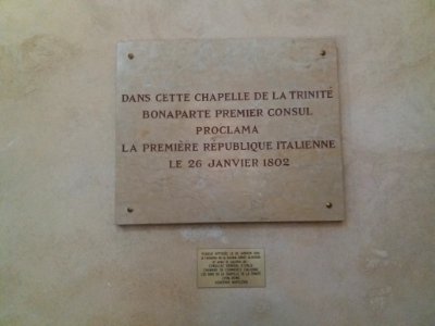 Chapelle de la Trinité de Lyon - Plaque Bonaparte proclame la première république italienne