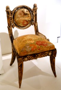 Chair, designed by Peter Joseph Krahe, Braunschweig, 1825-1826 AD, linden wood, fabric, padding - Braunschweigisches Landesmuseum - DSC04958