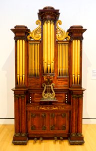 Chamber organ, by George G. and William Hook, with carvings by Joseph True, Salem MA, 1827, various woods and metals, gilding, ivory - Peabody Essex Museum - DSC06860