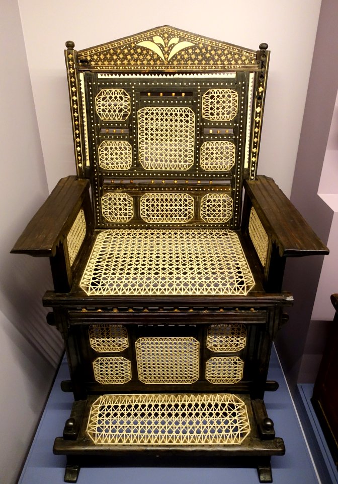 Chair of power (kiti cha enzi), Swahili people, East African coast, mid 1900s, wood, cotton cord, ivory - National Museum of Natural History, United States - DSC00441
