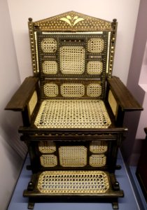 Chair of power (kiti cha enzi), Swahili people, East African coast, mid 1900s, wood, cotton cord, ivory - National Museum of Natural History, United States - DSC00441
