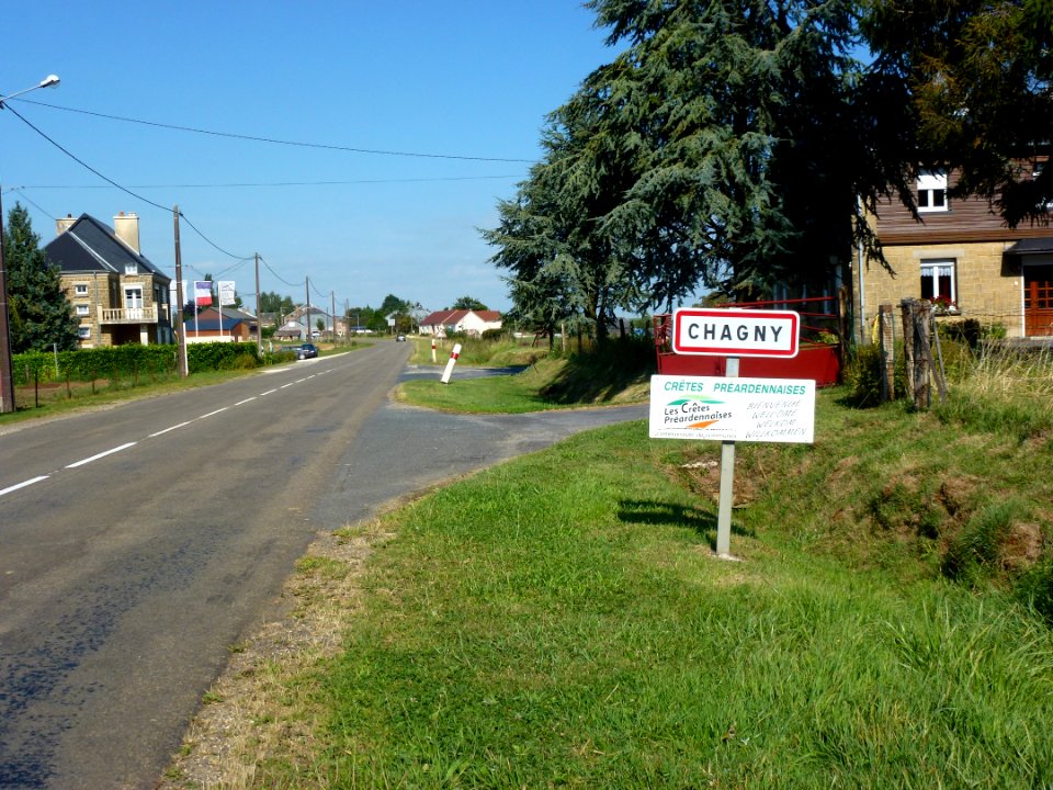Chagny (Ardennes) city limit sign