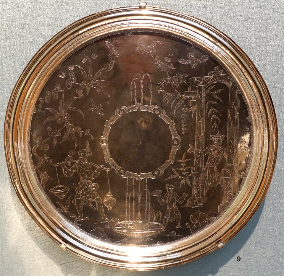 Charles II salver (formerly a tazza), makers mark TD, London, 1688-1689, silver - Portland Art Museum - Portland, Oregon - DSC08807