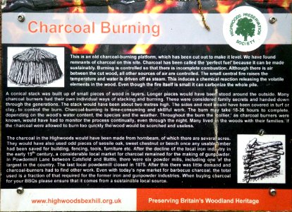 Charcoal Burning Information Board, Highwoods, Bexhill-on-Sea