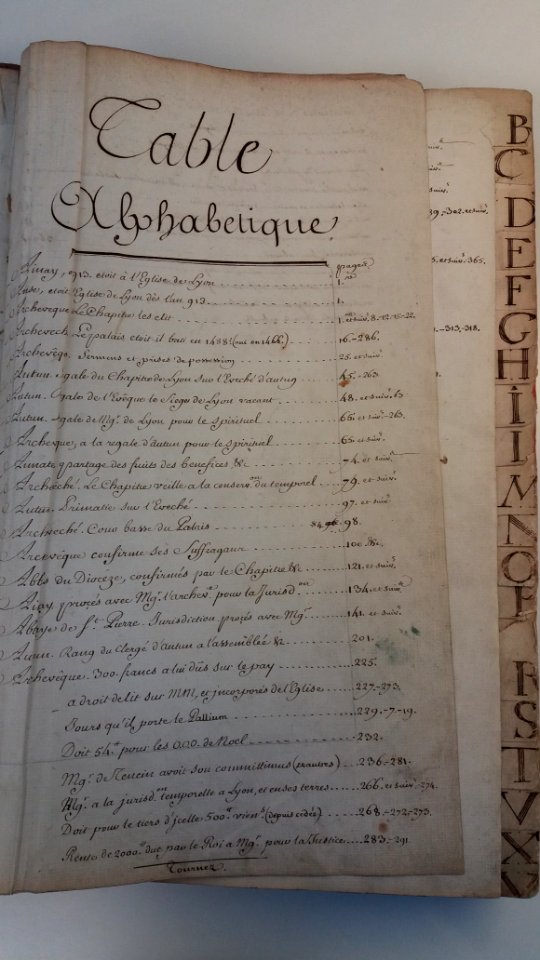Chapitre Saint-Jean - Armoire Cham - 10 G 13 - Index
