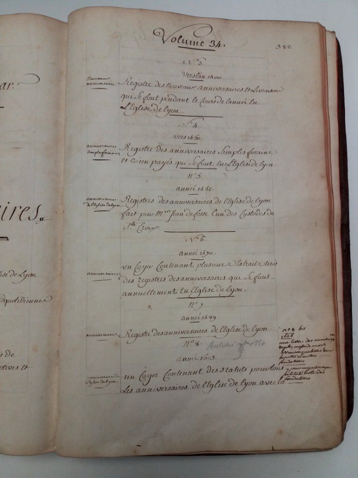 Chapitre primatial Saint-Jean de Lyon - Armoire Agar - 10 G 9 - Page 382 - Volume 34