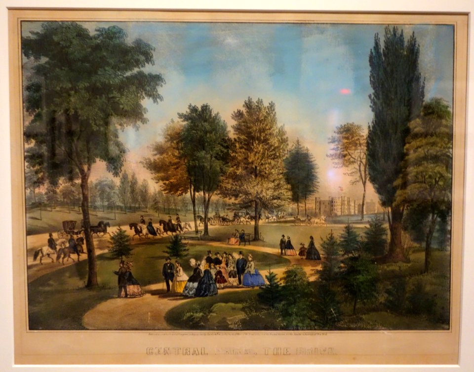 Central Park, The Drive - Currier & Ives, undated, hand-colored lithograph - Albany Institute of History and Art - DSC08226