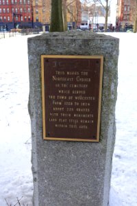 Cemetery marker, northeast corner - Worcester, MA - DSC04031