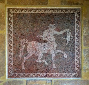 Centaur mosaïc return hunting hare Rhodes