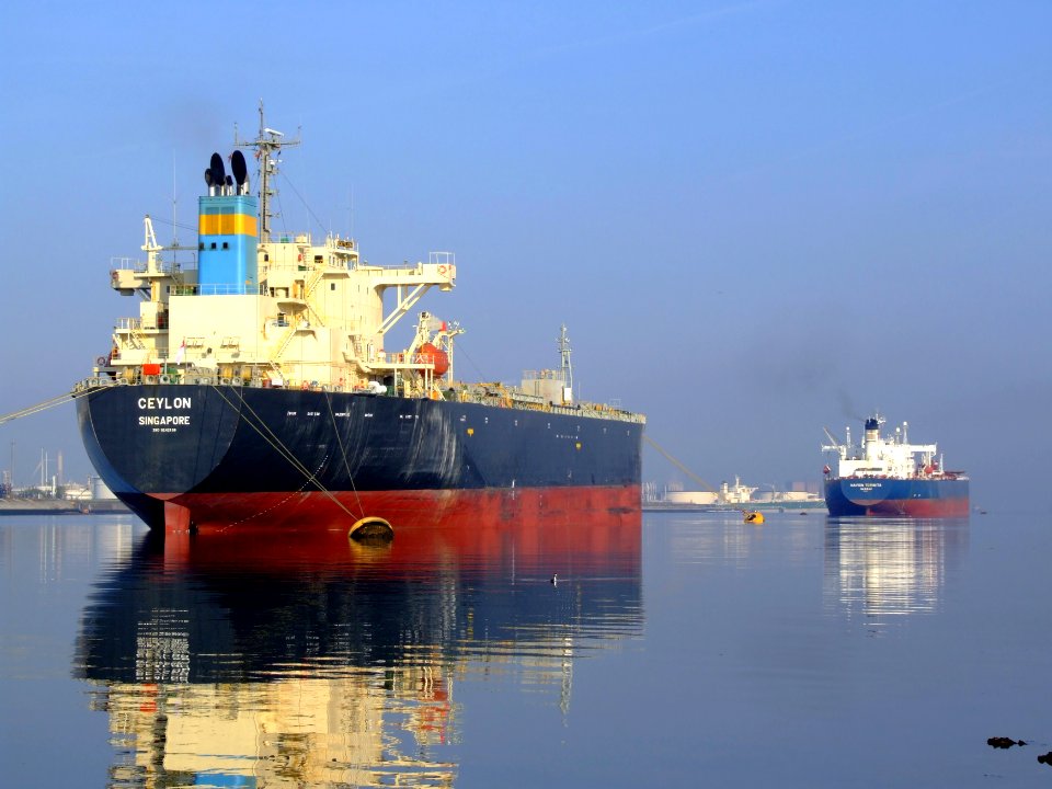 Ceylon IMO 9242156 & Navion Torinita IMO 9012305 docked at the Caland canal, Port of Rotterdam, Holland 03-May-2008
