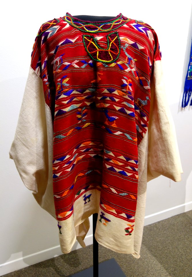 Ceremonial huipil, Ixil Maya, Nebaj, c. 1950s, cotton and silk - Textile Museum of Canada - DSC01345
