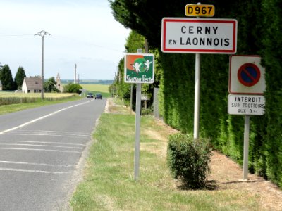 Cerny-en-Laonnois (Aisne) city limit sign
