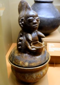 Ceremonial lidded vessel with female devotee of the river god Eyinle, made by Abatan Odefunke Ayinke Ija, Oke-Odan, Nigeria, 1920s, clay - National Museum of Natural History, United States - DSC00463