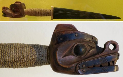 Ceremonial dagger with a totemic head of a bear on the hilt, Northwest Coast, Kwakiutl people, HAA
