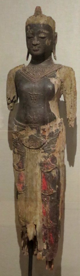 Cambodian standing deity, post-Angkor period, 15th century, wood, lacquer, gilding and pigment, HAA