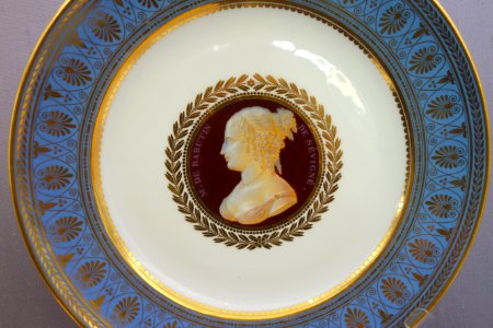 Cameo plate decorated with Madame de Sevigne from service for the Chaeau de Compiegne, France, Sevres, c. 1831, hard-paste porcelain - California Palace of the Legion of Honor - DSC07665
