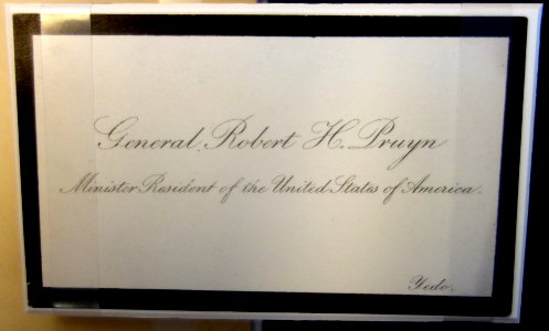 Calling card for General Robert H. Pruyn, Minister Resident of the United States of America, Yedo, black edging - Robert Hewson Pruyn collection - Albany Institute of History and Art - DSC08292