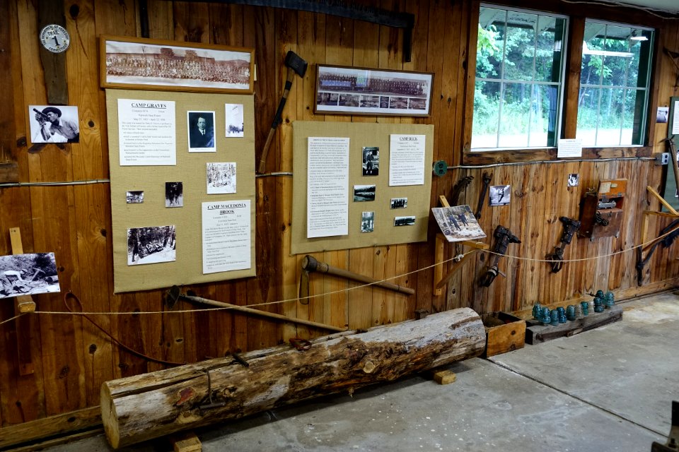 Camp Graves, Camp Macedonia Brook, and Camp Buck displays - Northeast States Civilian Conservation Corps Museum - Shenipsit State Forest - Stafford Springs, Connecticut - DSC04266