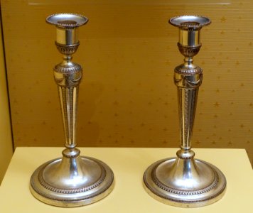 Candlesticks used by George Washington in the presidential mansion, silver plate - National Museum of American History - DSC00169