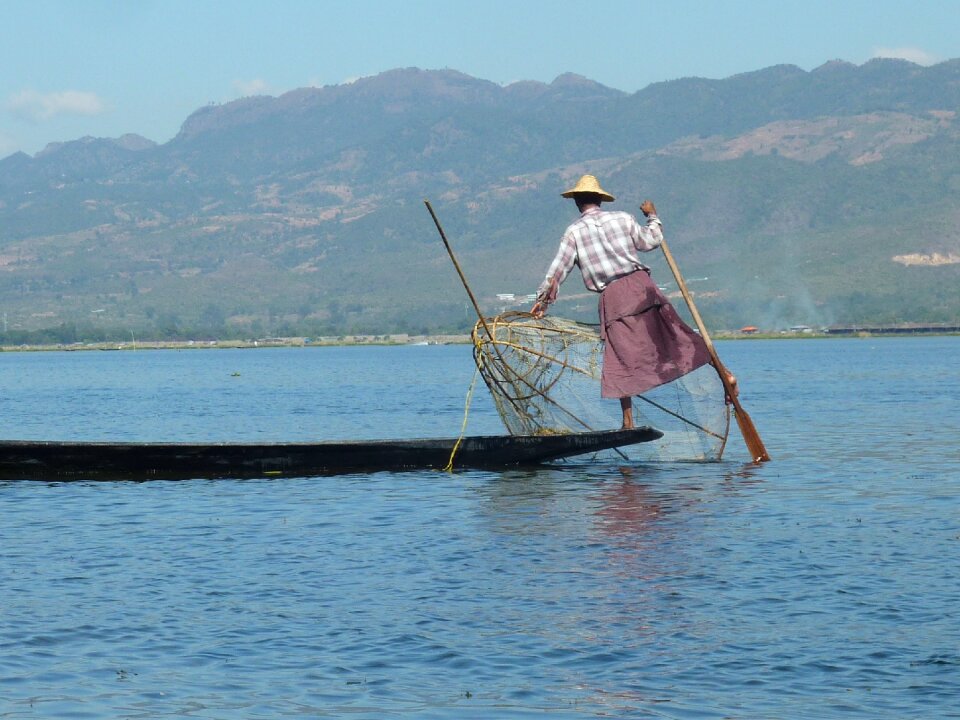 Lake inle myanmar fisherman