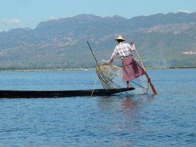 Lake inle myanmar fisherman photo