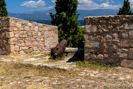 Cannon at Karababa castle Chalkida Greece photo