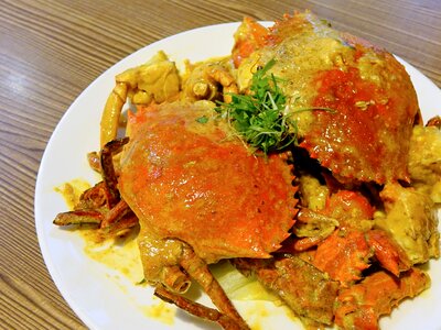 Salted egg restaurant cooking photo