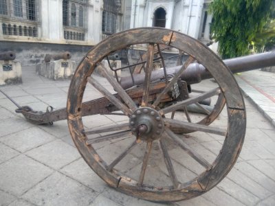 Cannon mounted on wheel photo