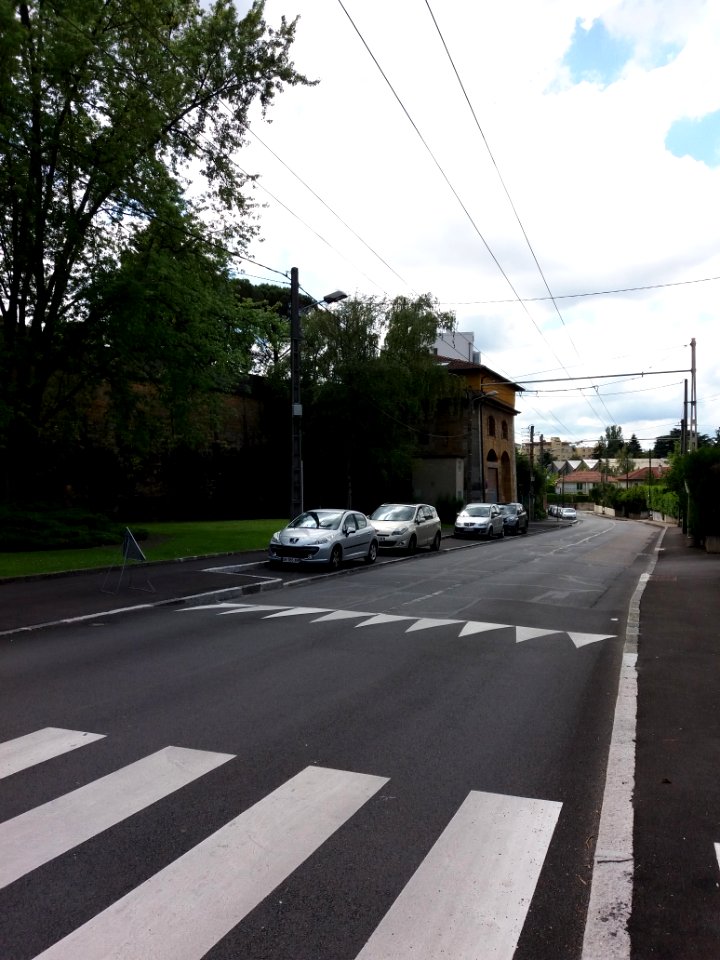 Caluire-et-Cuire - Rue de Margnolles, vers l'ouest, depuis l'allée du Parc de la Jeunesse