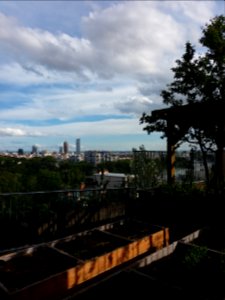 Caluire-et-Cuire - Jardin partagé des Lilas - Bacs et vue sur Lyon