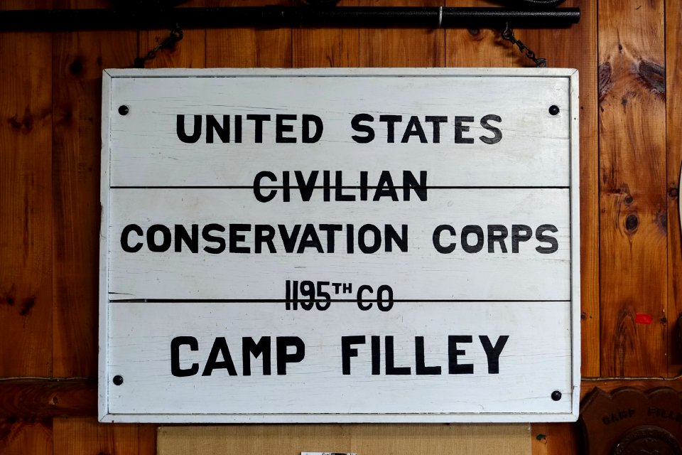 Camp Filley sign - Northeast States Civilian Conservation Corps Museum - Shenipsit State Forest - Stafford Springs, Connecticut - DSC04278