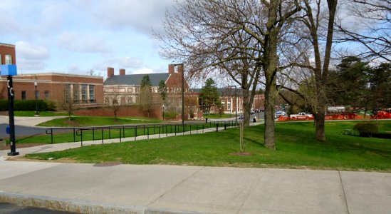 Campus view facing gym at the University of Rochester