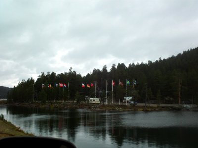 Camping site and RVs next to Highway 4 in Inari