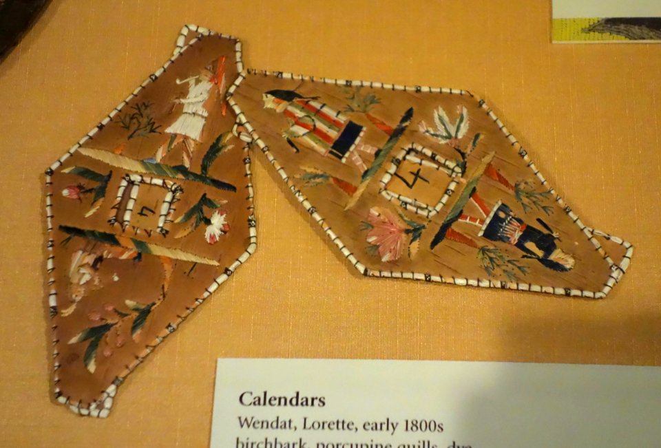 Calendars, Wendat, Lorette, early 1800s, birchbark, porcupine quills, dye - Glenbow Museum - DSC00908
