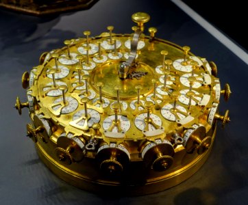 Calculator by Johann Helfrich von Müller, view 1, 1784, wood, brass, steel, leather - Hessisches Landesmuseum Darmstadt - Darmstadt, Germany - DSC00575