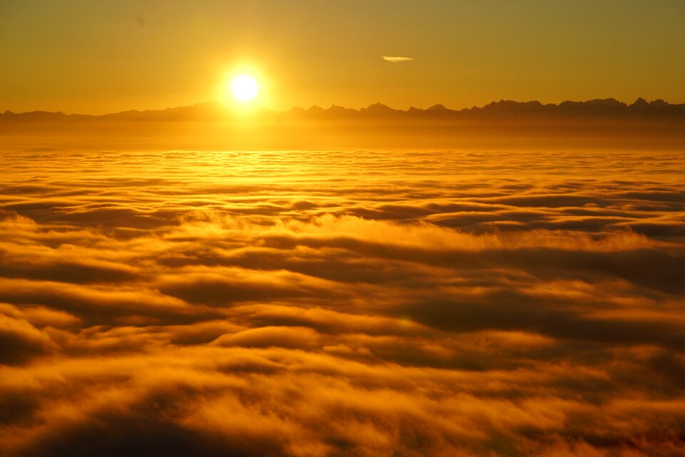 Sea of fog fog lights nebula glow photo