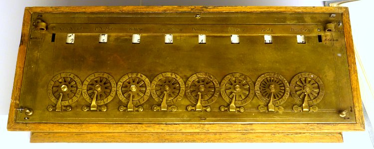 Calculating machine replica, Blaise Pascal, c. 1642, TM21265 - Tekniska museet - Stockholm, Sweden - DSC01564