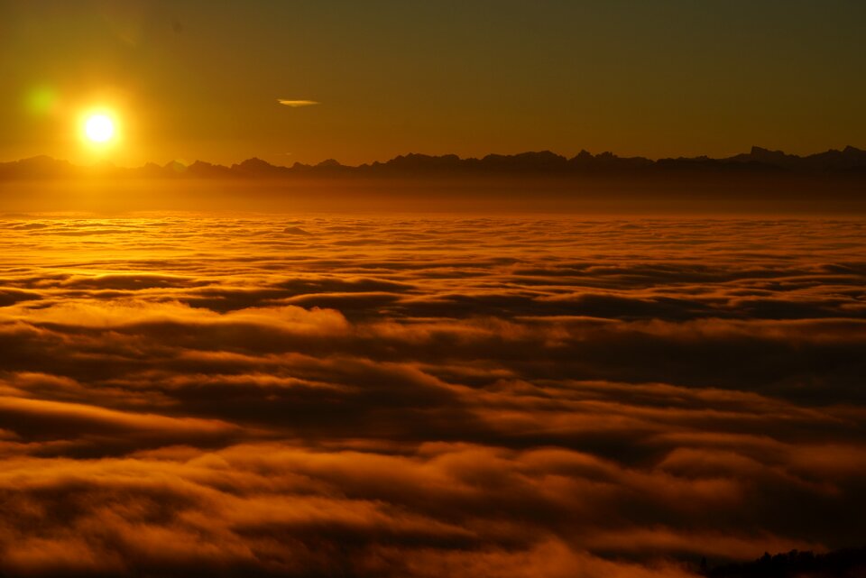 Sea of fog fog lights nebula glow photo